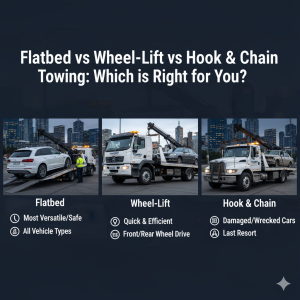Flatbed vs Wheel-Lift vs Hook & Chain Towing: Which is Right for You?