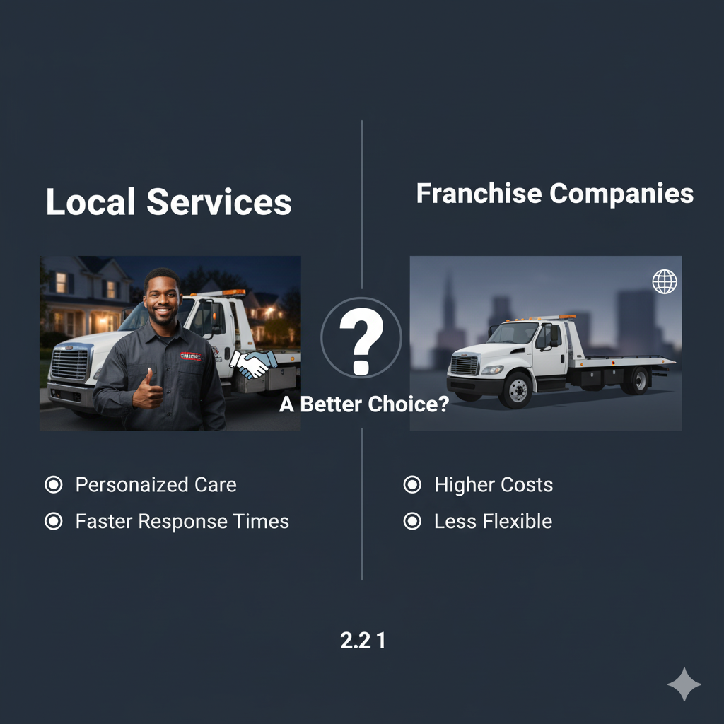 Local Tow Truck Services vs Franchise Companies: A Better Choice?